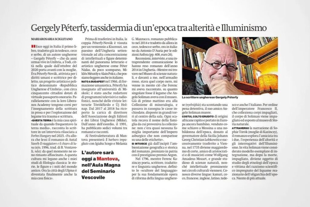 Gergely Péterfy, tassidermia di un’epoca tra alterità e Illuminismo